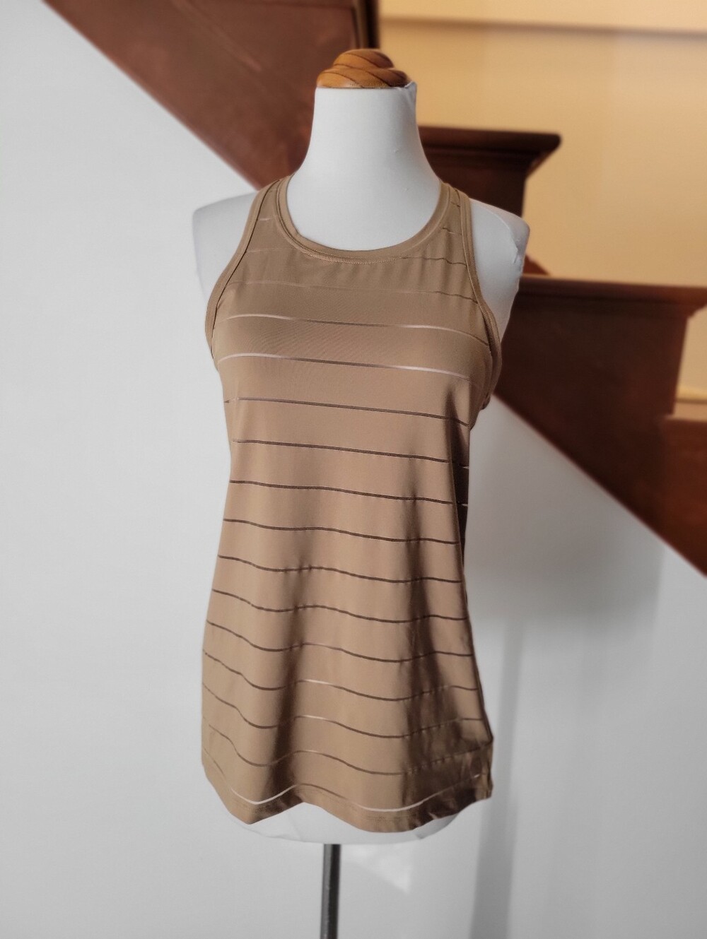 Athleta Taupe Striped Racerback Tank Size XS